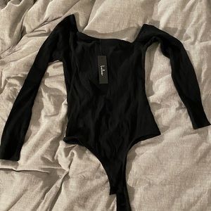 Lulus asymmetrical long sleeve body suit